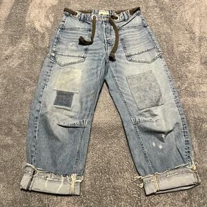 Free People Moxie Barrel Jeans Patchwork size 26